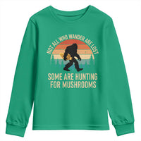 Bigfoot Mushroom Lovers Youth Sweatshirt Retro Sasquatch Fungi Morel Mushroom