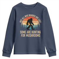 Bigfoot Mushroom Lovers Youth Sweatshirt Retro Sasquatch Fungi Morel Mushroom
