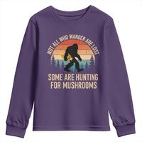 Bigfoot Mushroom Lovers Youth Sweatshirt Retro Sasquatch Fungi Morel Mushroom