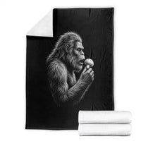 Bigfoot Mushroom Throw Blanket Vintage Sasquatch Art Mystical Nature Lover Retro