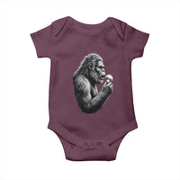 Bigfoot Mushroom Baby Onesie Vintage Sasquatch Art Mystical Nature Lover Retro