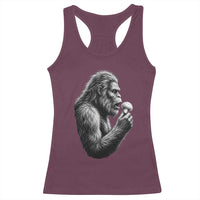 Bigfoot Mushroom Racerback Tank Top Vintage Sasquatch Art Mystical Nature Lover Retro