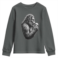 Bigfoot Mushroom Youth Sweatshirt Vintage Sasquatch Art Mystical Nature Lover Retro