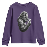 Bigfoot Mushroom Youth Sweatshirt Vintage Sasquatch Art Mystical Nature Lover Retro