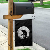 Bigfoot Mushroom Hunter Garden Flag Vintage Sasquatch Art Mystical Nature Lover Retro Full Moon