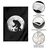 Bigfoot Mushroom Hunter Garden Flag Vintage Sasquatch Art Mystical Nature Lover Retro Full Moon
