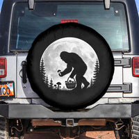 Bigfoot Mushroom Hunter Spare Tire Cover Vintage Sasquatch Art Mystical Nature Lover Retro Full Moon