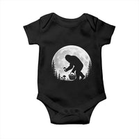 Bigfoot Mushroom Hunter Baby Onesie Vintage Sasquatch Art Mystical Nature Lover Retro Full Moon