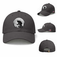 Bigfoot Mushroom Hunter Baseball Cap Vintage Sasquatch Art Mystical Nature Lover Retro Full Moon