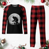 Bigfoot Mushroom Hunter Plaid Pajama Set Vintage Sasquatch Art Mystical Nature Lover Retro Full Moon