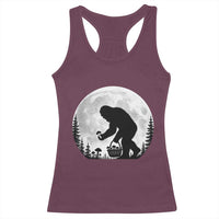 Bigfoot Mushroom Hunter Racerback Tank Top Vintage Sasquatch Art Mystical Nature Lover Retro Full Moon