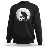 Bigfoot Mushroom Hunter Sweatshirt Vintage Sasquatch Art Mystical Nature Lover Retro Full Moon