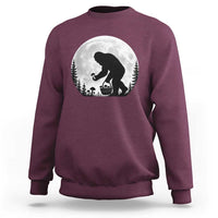 Bigfoot Mushroom Hunter Sweatshirt Vintage Sasquatch Art Mystical Nature Lover Retro Full Moon