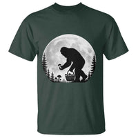 Bigfoot Mushroom Hunter T Shirt Vintage Sasquatch Art Mystical Nature Lover Retro Full Moon