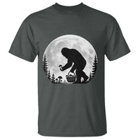 Bigfoot Mushroom Hunter T Shirt Vintage Sasquatch Art Mystical Nature Lover Retro Full Moon