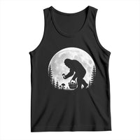 Bigfoot Mushroom Hunter Tank Top Vintage Sasquatch Art Mystical Nature Lover Retro Full Moon