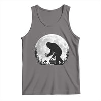 Bigfoot Mushroom Hunter Tank Top Vintage Sasquatch Art Mystical Nature Lover Retro Full Moon