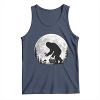 Bigfoot Mushroom Hunter Tank Top Vintage Sasquatch Art Mystical Nature Lover Retro Full Moon
