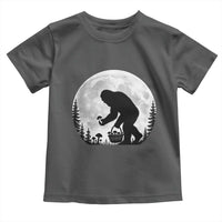Bigfoot Mushroom Hunter Toddler T Shirt Vintage Sasquatch Art Mystical Nature Lover Retro Full Moon