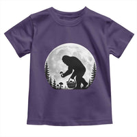 Bigfoot Mushroom Hunter Toddler T Shirt Vintage Sasquatch Art Mystical Nature Lover Retro Full Moon