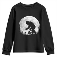 Bigfoot Mushroom Hunter Youth Sweatshirt Vintage Sasquatch Art Mystical Nature Lover Retro Full Moon