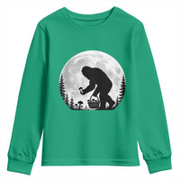 Bigfoot Mushroom Hunter Youth Sweatshirt Vintage Sasquatch Art Mystical Nature Lover Retro Full Moon