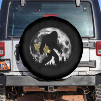 Bigfoot with Morel Mushroom Spare Tire Cover Sasquatch Fungi Full Moon Silhouette Graphic