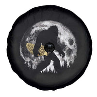 Bigfoot with Morel Mushroom Spare Tire Cover Sasquatch Fungi Full Moon Silhouette Graphic