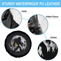 Bigfoot with Morel Mushroom Spare Tire Cover Sasquatch Fungi Full Moon Silhouette Graphic
