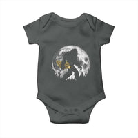 Bigfoot with Morel Mushroom Baby Onesie Sasquatch Fungi Full Moon Silhouette Graphic