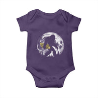 Bigfoot with Morel Mushroom Baby Onesie Sasquatch Fungi Full Moon Silhouette Graphic
