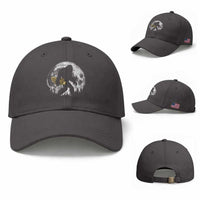 Bigfoot with Morel Mushroom Baseball Cap Sasquatch Fungi Full Moon Silhouette Graphic