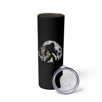 Bigfoot with Morel Mushroom Skinny Tumbler Sasquatch Fungi Full Moon Silhouette Graphic