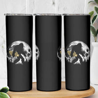 Bigfoot with Morel Mushroom Skinny Tumbler Sasquatch Fungi Full Moon Silhouette Graphic