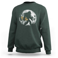 Bigfoot with Morel Mushroom Sweatshirt Sasquatch Fungi Full Moon Silhouette Graphic
