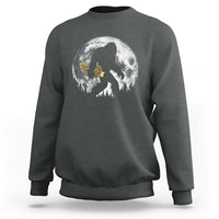 Bigfoot with Morel Mushroom Sweatshirt Sasquatch Fungi Full Moon Silhouette Graphic