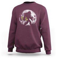 Bigfoot with Morel Mushroom Sweatshirt Sasquatch Fungi Full Moon Silhouette Graphic