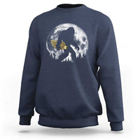 Bigfoot with Morel Mushroom Sweatshirt Sasquatch Fungi Full Moon Silhouette Graphic
