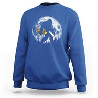 Bigfoot with Morel Mushroom Sweatshirt Sasquatch Fungi Full Moon Silhouette Graphic