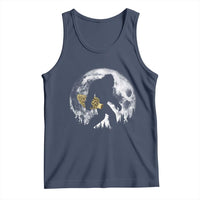 Bigfoot with Morel Mushroom Tank Top Sasquatch Fungi Full Moon Silhouette Graphic