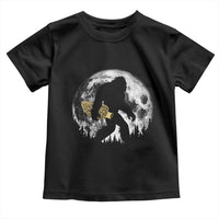 Bigfoot with Morel Mushroom Toddler T Shirt Sasquatch Fungi Full Moon Silhouette Graphic