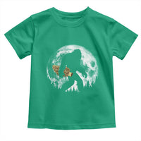 Bigfoot with Morel Mushroom Toddler T Shirt Sasquatch Fungi Full Moon Silhouette Graphic