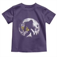 Bigfoot with Morel Mushroom Toddler T Shirt Sasquatch Fungi Full Moon Silhouette Graphic