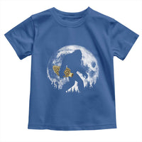 Bigfoot with Morel Mushroom Toddler T Shirt Sasquatch Fungi Full Moon Silhouette Graphic