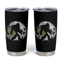 Bigfoot with Morel Mushroom Tumbler Cup Sasquatch Fungi Full Moon Silhouette Graphic