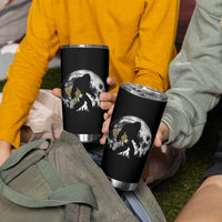 Bigfoot with Morel Mushroom Tumbler Cup Sasquatch Fungi Full Moon Silhouette Graphic