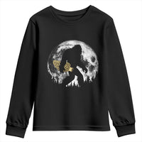 Bigfoot with Morel Mushroom Youth Sweatshirt Sasquatch Fungi Full Moon Silhouette Graphic