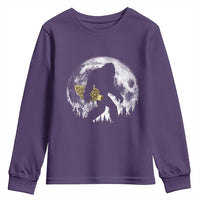 Bigfoot with Morel Mushroom Youth Sweatshirt Sasquatch Fungi Full Moon Silhouette Graphic