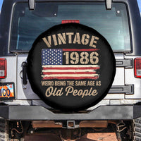 40th Birthday Spare Tire Cover Vintage 1986 Weird Being the Same Age as Old People USA Flag