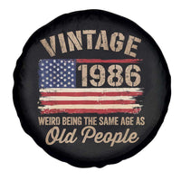 40th Birthday Spare Tire Cover Vintage 1986 Weird Being the Same Age as Old People USA Flag
